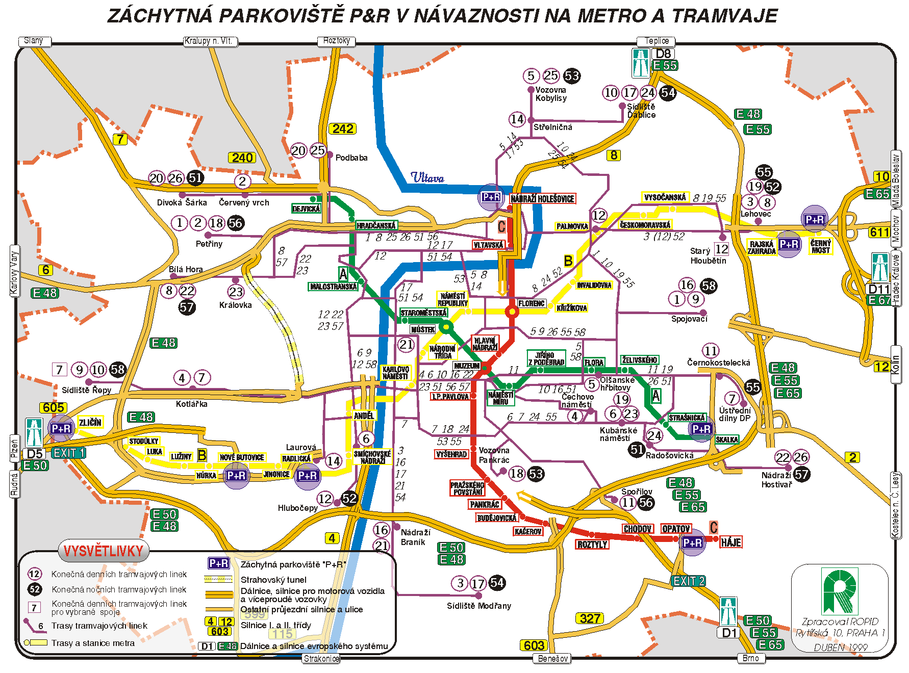 map of park+ride parking facilities [147kb]